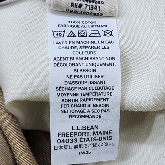 LL Bean Pants Mens 40x28 Tan Khaki Classic Fit Flat Front Chinos Pockets Office‎ - Picture 6 of 11